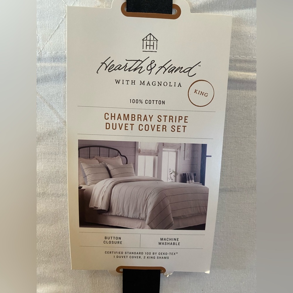 NWT Hearth and Hand Magnolia 100% Cotton Duvet Cover with Shams - King